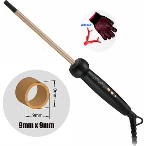 9mm Super Slim MCH Tight Curls Wand Roller Hair Curler Ceramic Cone Ringlet Afro Hair Beauty Curling Iron Corrugated Plate