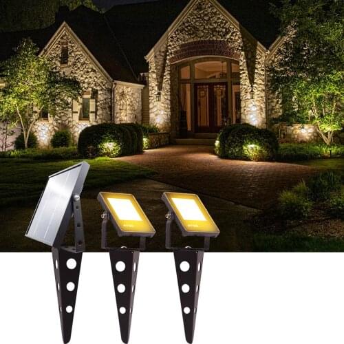 Solar Spotlight,Aluminium Warm White IP65 10M Cable Waterproof Auto On/Off Twin Spotlight for Garden Yard Driveway Porch Walkway