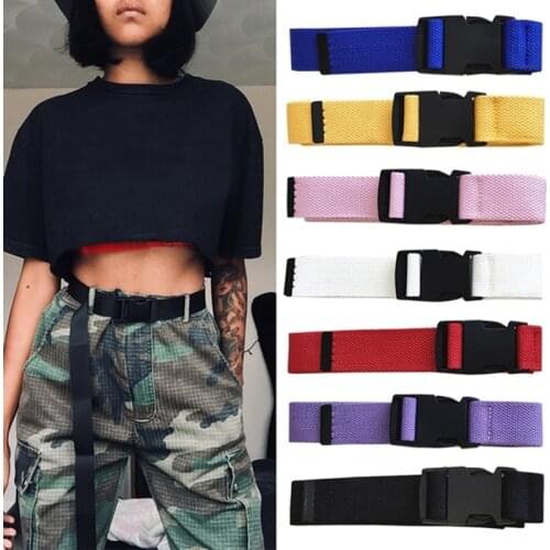 Unisex Adjustable All-Match Belt Unisex Korean Style Canvas Belts Vintage Plastic Buckle Elastic Solid Color Long Waistband