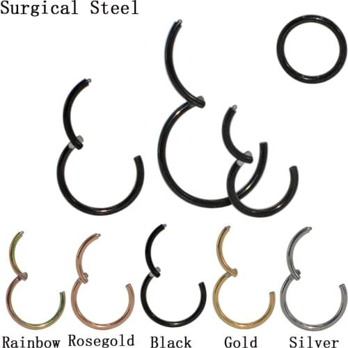 2Piece Surgical Steel Segment Hinged Rings Septum Nose Clicker Piercing Nose Lip Earrings Helix Nose Piercing Body 20G