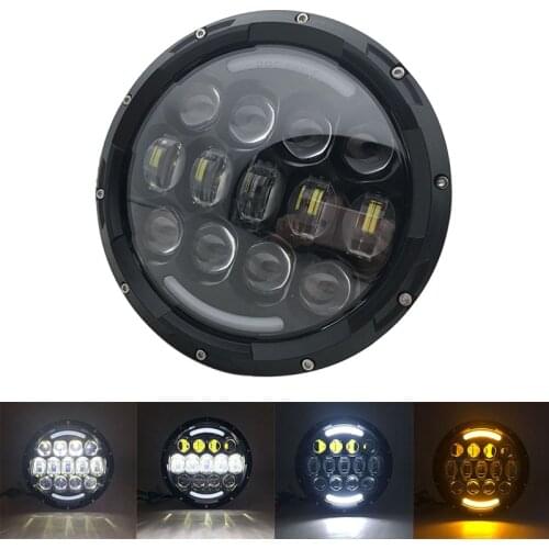 Super bright 105W 7 Inch Round LED Headlight with White/ amber Turn Signal DRL for Yamaha Road Star Street Glide