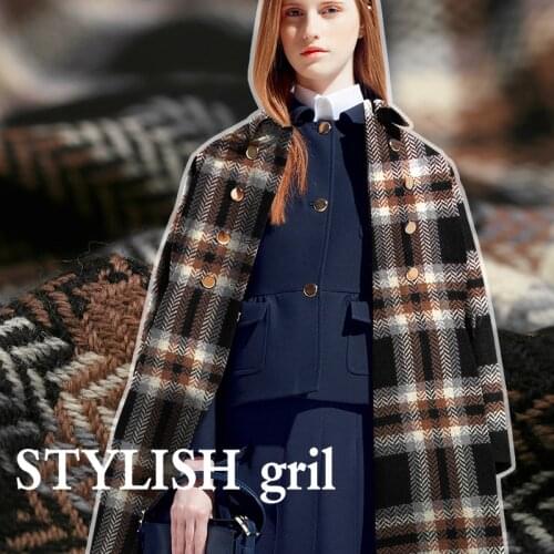 145CM Wide 520G/M Check Style Thick Wool Fabric for Autumn and Winter Overcoat Outwear Jacket Coat E190