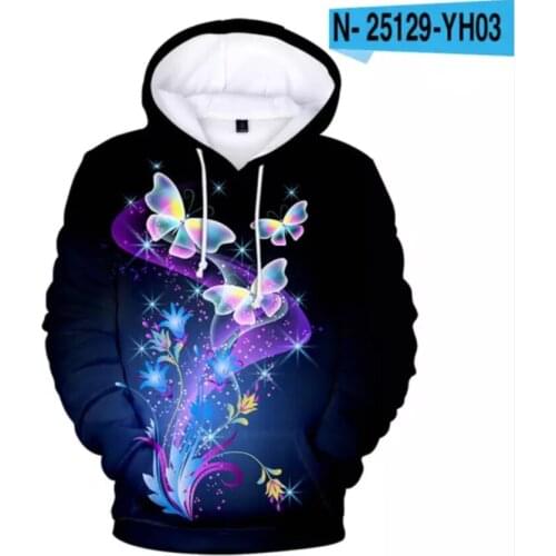 Fashion Print Novel Big Butterfly 3D Hoodies Mens Womens Spring Autumn Sweatshirts Cute beautiful Butterfly Pullover Teen Tops