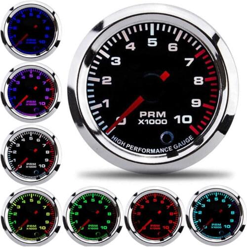 52mm/2in Universal 7 Colors Tachometer Meter with Measuring Range 0-10000RPM Meter New