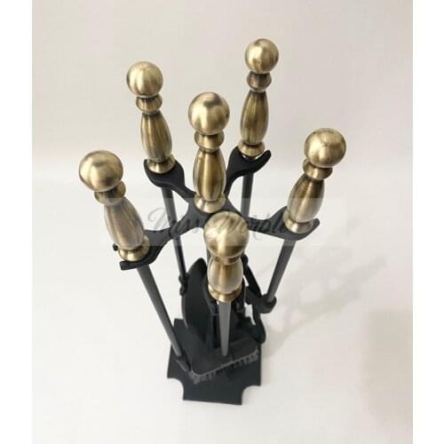 Yellow Tumbled Bun Head Quad Fireplace Tongs Team