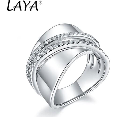 925 Sterling Silver Fashion New Style For Women Trendy Jewelry Hot Selling High Quality Zircon Gloss Band Multi-Line Chunky Ring