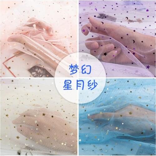 0.5 Yards/1 Yard Wedding Decoration Glitter Star Fabric Tulle Lace Mesh Fabric For Sewing Dress Christmas Decoration TJ0167