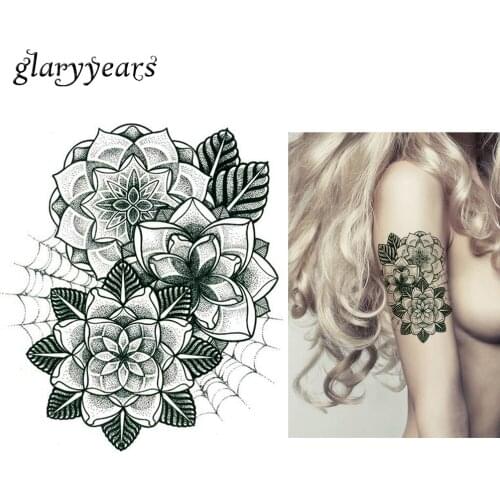 1pc Temporary Tattoo Body Art Sticker KM-028 Spider Web Flower Picture Design Fake Decal Waterproof Tattoo Sticker for Women Men