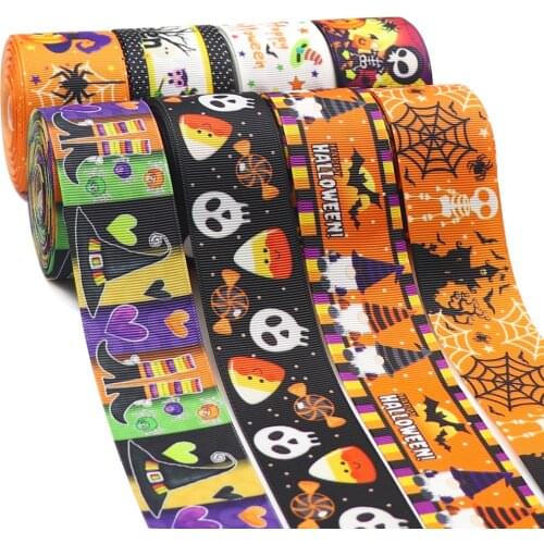 10 Yards 1'' 38MM Halloween Printed Grosgrain Ribbons For Hair Bows/ Gift Packaging DIY Handmade Materials Y2021073101