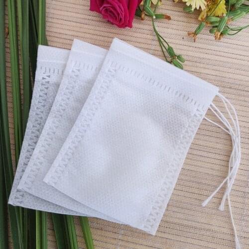 100pcs Kitchen Bar/Disposable tea bag Tea bag Non woven filter bag Medicine bag Drawstring pocket White cloth bag