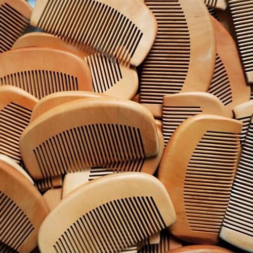 100pcs/Lot Customized Engraved Your Logo Natural Peach Wooden Fine Tooth Comb Beard Comb Pocket Comb 10*5cm