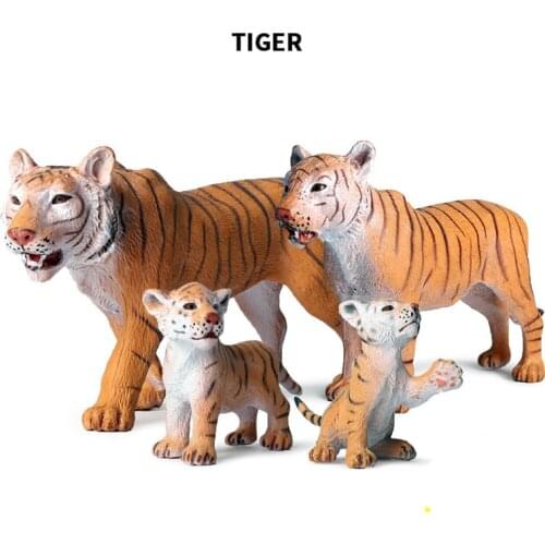 Tiger Collection 4 Styles Wildlife Forest Animal Little Tiger PVC Solid Play Toy Model Doll Figure Action Figures Kids Boy Gift