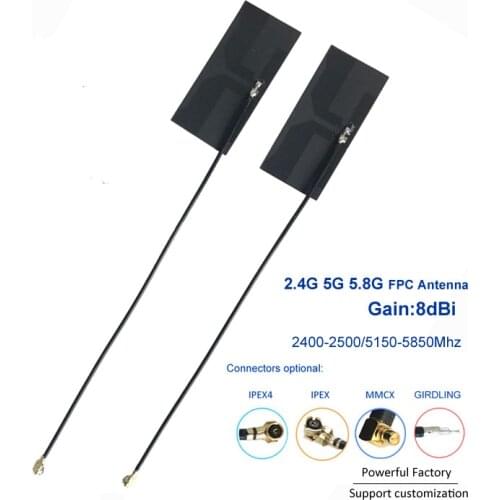 2.4/5.8 wifi PCB PFC Antenna Adhesive Mounting 1.13 Coaxial Cable Ipex antenna 10PCS / batch