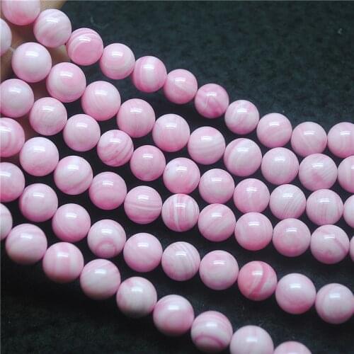 1 String Nature Pink Shell Beads Round Shape Mother Of Pearl Strings 8MM 10MM Womens Bracelets Making Accessories Good Quality