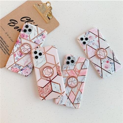 Plating Rhombus marble holder stand phone case for samsung Galaxy S21 ultra note20 A21S A40 A50 A70 A51 A71 A42 A12 S20 S20FE
