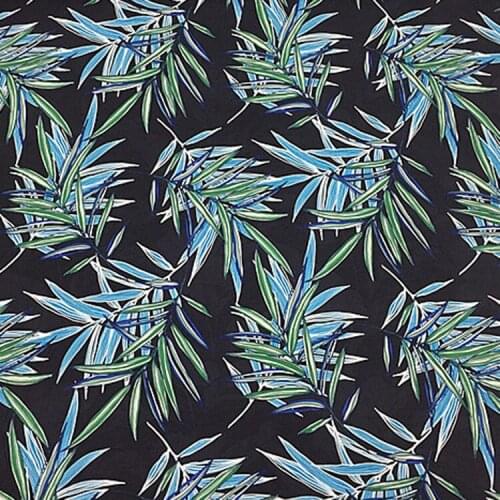 Leaves print black pure spun silk fabric very thick the hand feel similar to cotton,SRS080