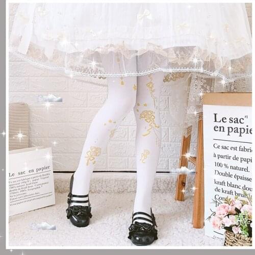 Sweet lolita college style stockings Japanese kawaii girl daily cute printing student gothic lolita knee socks loli cosplay