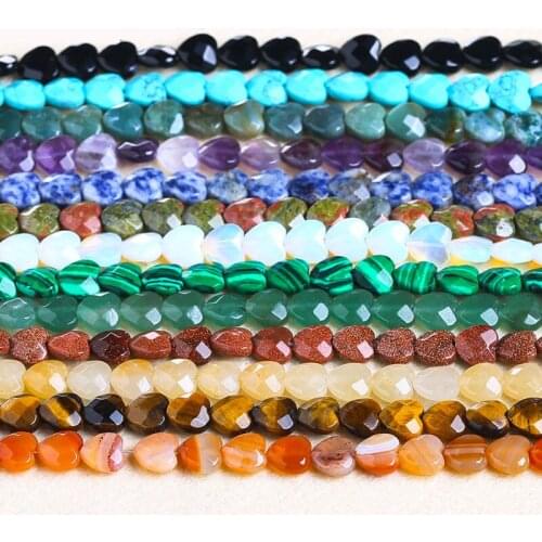 Natural Stone Heart Faceted Loose Spacer Beads For Jewelry Making DIY Accessorries Bead For Bracelet For Women Gifts