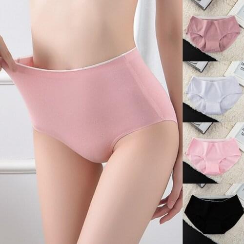 Womens High Waist Underwear Cotton Seamless Panties Breathable Lingerie Female Briefs Plus Size