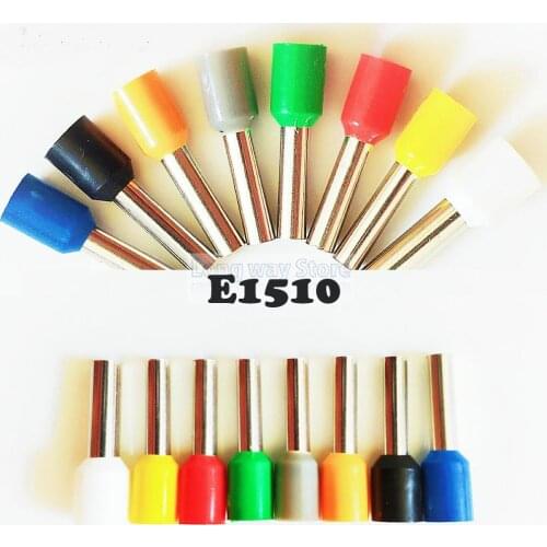 E1510 Insulated cord end terminals Insulating Crimp Terminal Connector 100PCS/Bag Tube 1.5mm2 Cable Connector wire terminal