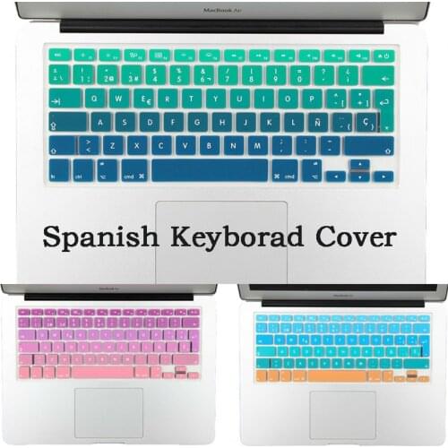 EU UK Spanish Gradient Color Silicon Keyboard Cover Skin for Macbook Air 13 Old Model Pro 13 15" Ultra-thin Keyboard Protector