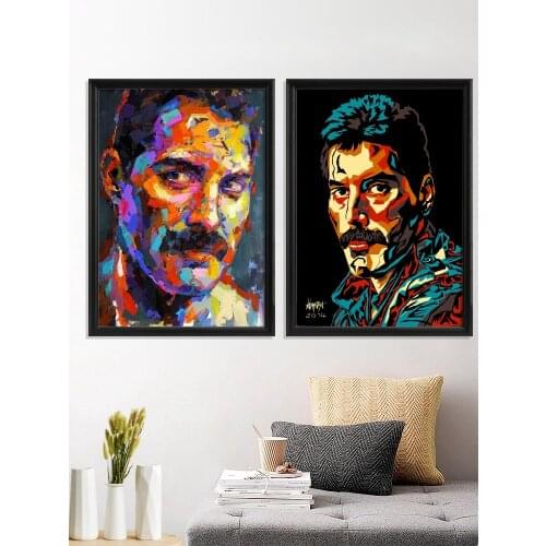 Freddie Mercury Portrait Social Group Music Queen Poster Room Wall Stiker Decor Art Silk Home Gift Prints