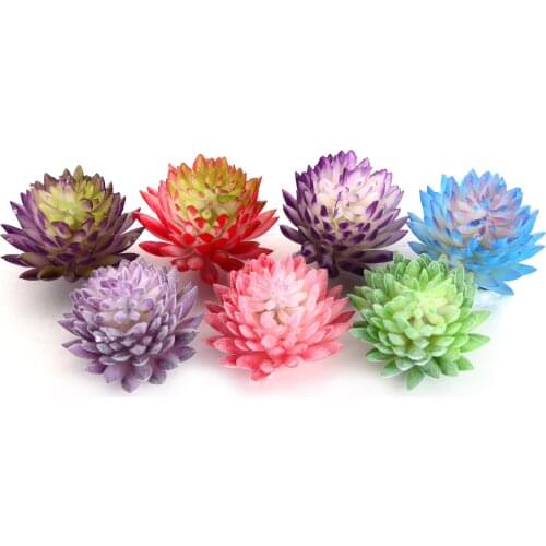 Artificial Succulent Flocking Plants Mini Fake Flower Succulents Plant Lotus Landscape Decorative Home Garden Arrange Decoration
