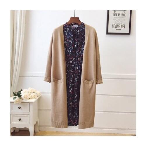 Sweater Women Long Cardigan New Fashion Autumn Long Sleeve Loose Knitted Cardigan female Sweater Long Coat LX1356