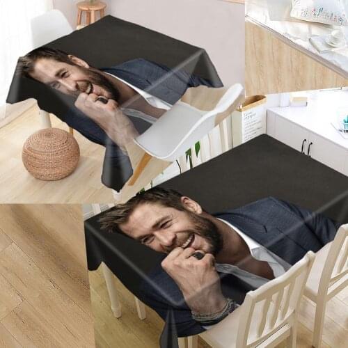Nice Chris Hemsworth Table Cloth Rectangular Oxford Print Waterproof Oilproof Square Table Cover Party Tablecloth P~05