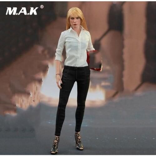 1/6 Scale Pepper Potts White mid-sleeve shirt with black tights Balck Leggings Pants Toy Collection