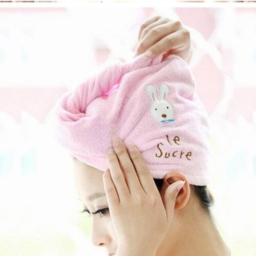 Cute Drying Towel Head Wrap Hat Soft Hair Towel Microfiber Solid Quickly Dry Hair Hat Women Cap Bath Accessories