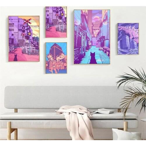Purple World City Street Hd Print Modular Picture Build Posters Canvas Painting For Bedroom Artwork Wall Art Pictures Home Decor