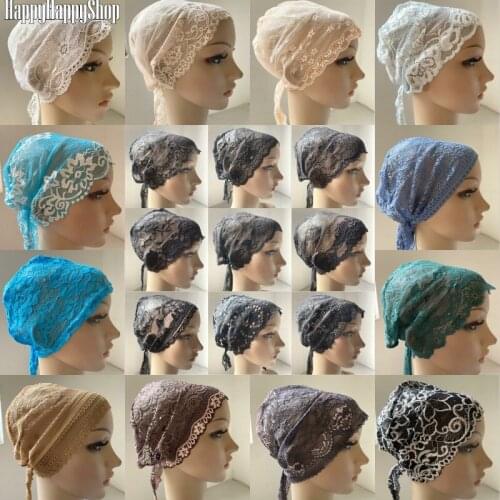 Full Cover Inner Muslim Lace Flower Hijab Cap Islam Headscarf Turban Hat Women Headband Wrap Underscarf Hair Loss Arab Headwear