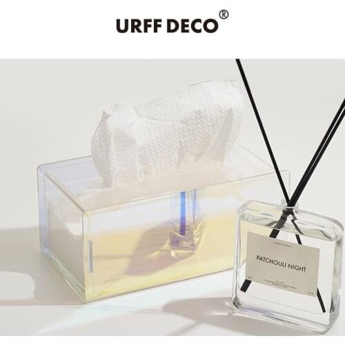 Living Room Tabletop Ornaments Ins Style Dazzling Acrylic Carton Nordic Transparent Minimalist Color Pearl Luster Tissue Box