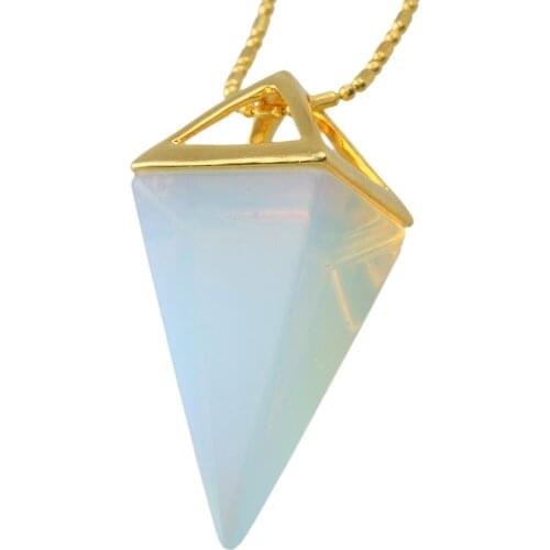 Natural Stone Amethyst Reilki Triangle Crystal Pointed Pendant Jewelry Making Accessories For Diy Necklace