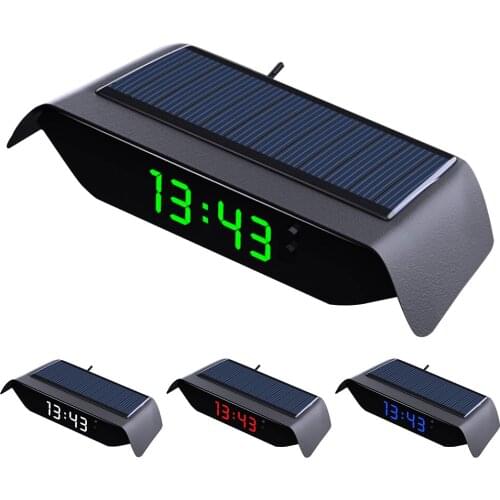 Portable Solar Car Digital LCD Clock & Temperature Display Auto Dashboard Clocks Back Light Electronic Screen Temperature Honest