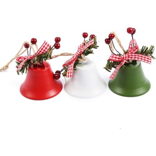 Christmas Bell Iron Xmas Tree Hanging Pendant Jingle Bell Painted Bells Red Green White Home Decoration Christmas Ornament