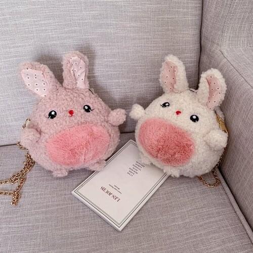 Pink Bunny Plush Backpacks Children Baby Girls Kawaii Bag Side Bags Girls Birthday Gift Bolsa Infantil Kids Backpack BK50BB