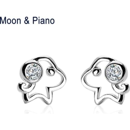 925 Sterling Silver Dog Stud Earrings For Lady Fine Jewelry 2018 New Trendy New Year Gift For Women Lucky Animal Birthday Gift