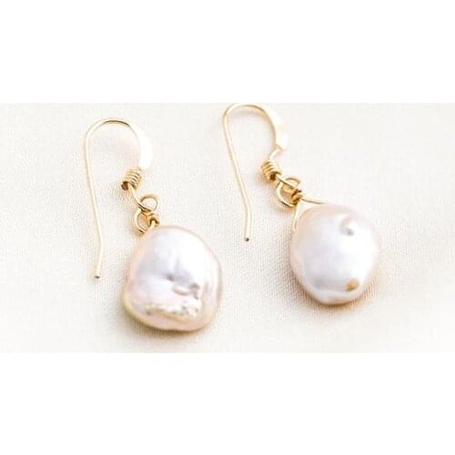 Baroque Pearl Earrings Gold Filled Earrings Handmade Jewelry Brincos Minimalism Oorbellen Pendientes Earrings for Women