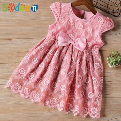 Sodawn Summer Baby Girl Dress Princess Dress Lace Party Birthday Children Clothes Sleeveless Kids Clothing Dresses 2-6Yea