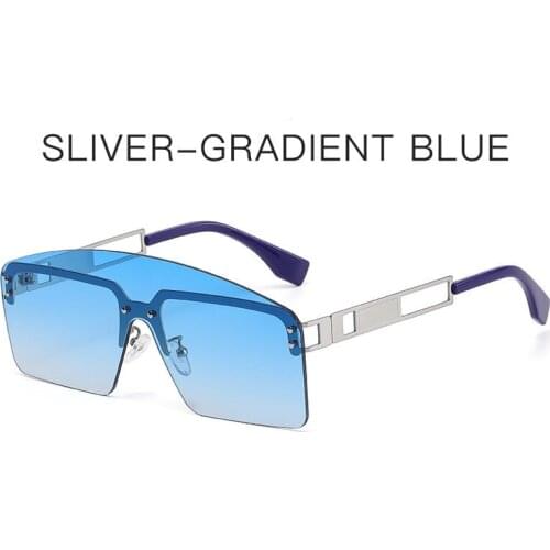 Oversized Punk Sunglasses Goggles Women Men Vintage Metal Rimless Fashion Luxury Brand Sun Glasses Shades Eyewear UV400