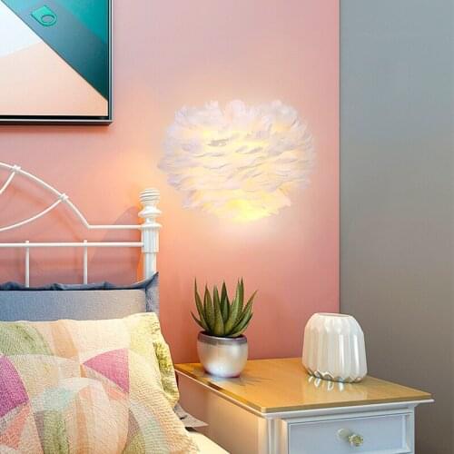 Nordic LED Simple Modern Background Wall Creative Living Room Wall Feather Lamp Childrens Room Marriage Room Bedside Lamp