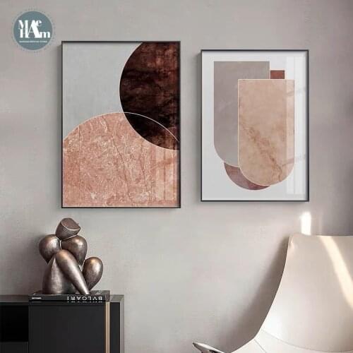 Warm tone abstract geometric marble texture Wall Art Canvas Painting Nordic Poster Print Wall Picture for Living Room Decor