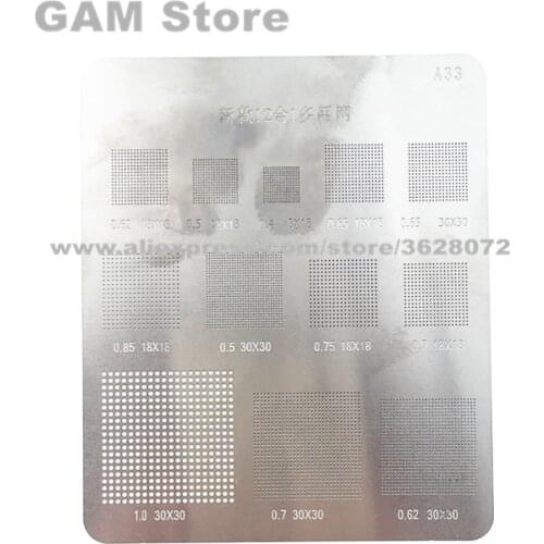 12 in 1 BGA Stencil 0.5 0.4 0.85 0.7 1.0 Universal Reballing IC Pin Direct Heating Template A33