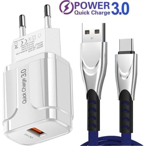 Quick Charge 4.0 5V 3A Usb Charger For Samsung A11 A12 A22 A32 A50 A51 qc3.0 Fast Charging Type C USB Cable Moblie Phone Charger