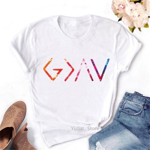 God Is Greater Than The Highs And Lows Print Tshirts Women Clothes 2021 T Shirt Femme White Casual T-Shirt Female Tops