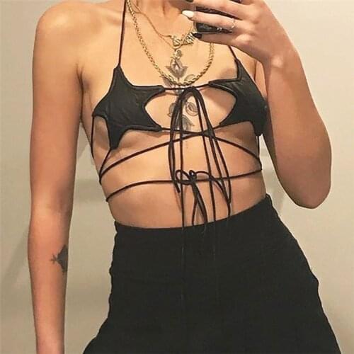 Womens Sexy Glitter Reflective Five-Pointed Star Bra Strappy Bandage Halter Top Bralette Nightout Clubwear Metallic Solid 69HE