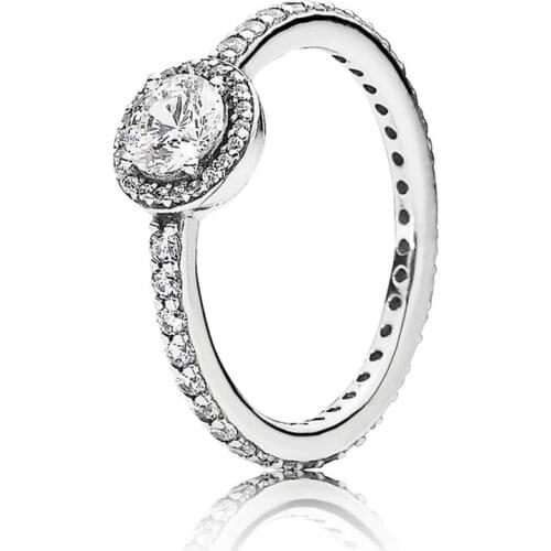 925 Sterling Silver Pandora Ring Pave Classic Elegance With Crystal Rings For Women Wedding Party Gift Fine Jewelry