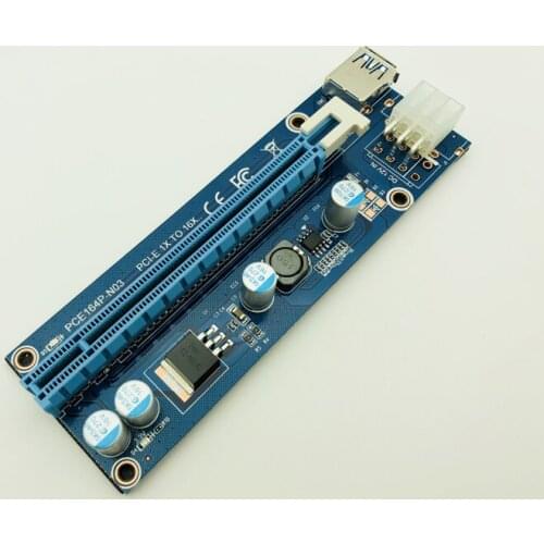 008C PC PCIe PCI-E PCI Express Riser Card 1x to 16x USB 3.0 Data Cable SATA to 6Pin IDE Molex Power Supply for BTC Miner Machine